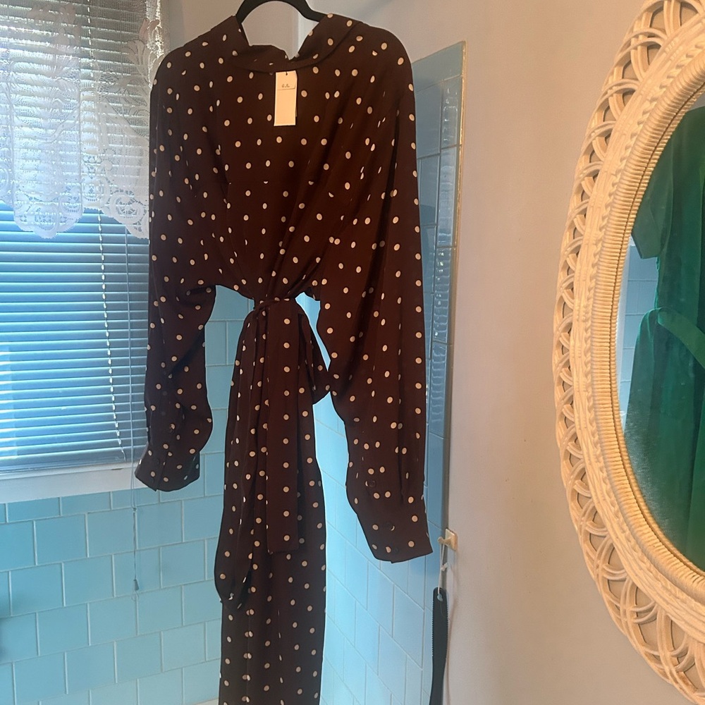 Banana Republic Brown and White Wrap Maxi Dress